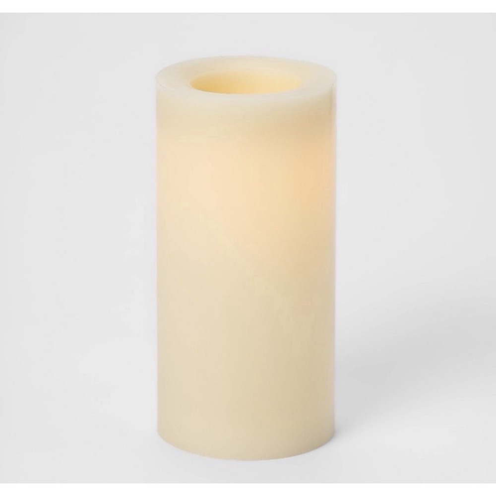 Threshold LED Flickering Pillar Candle - Ivory - Unscented Wax 8 7/16" H x 4" D